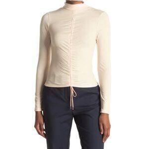NWT AFRM Ruched Tie long sleeve ribbed top S